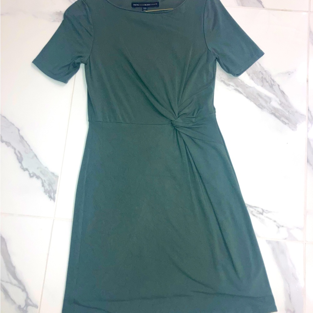 White House Black Market, Olive Green, twist front knit dress, size XXS.